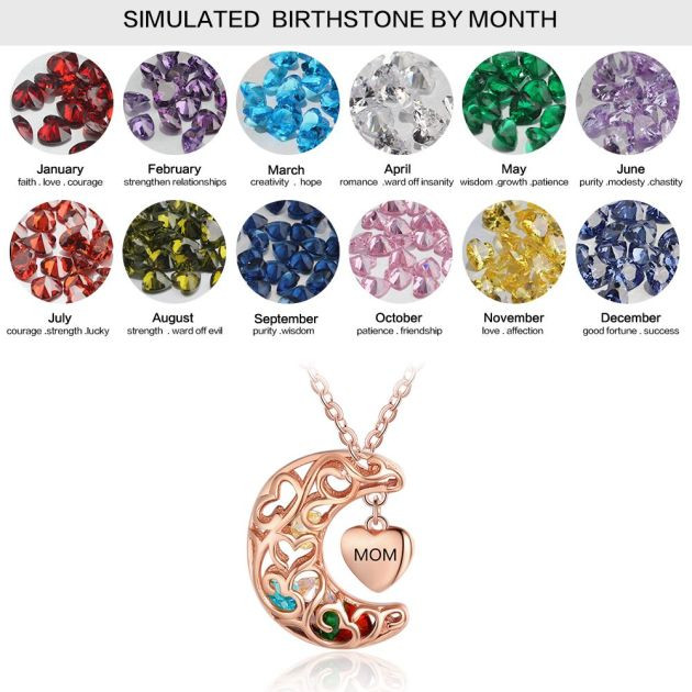 925 Sterling Silver Birthstones Cage Necklace with Mom Pendant