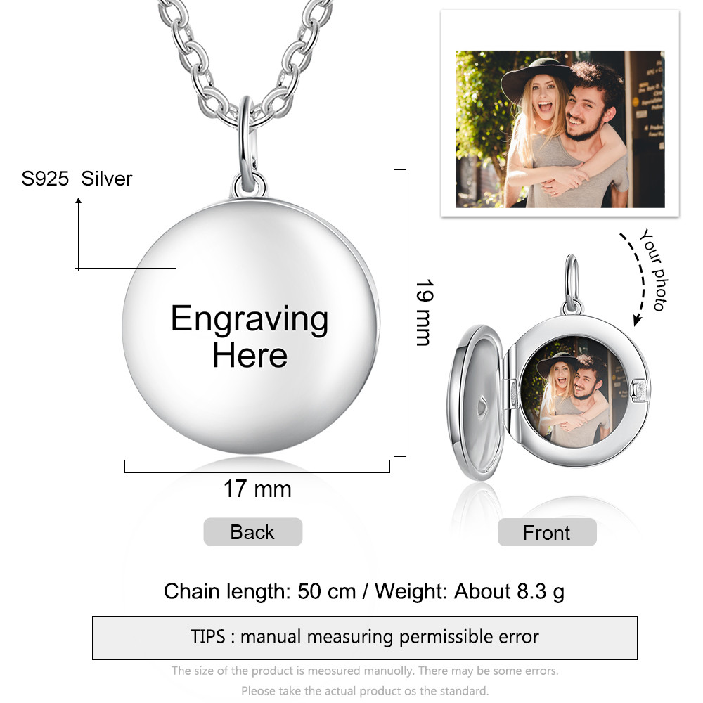 Customized Photo Round Box Pendant Necklace