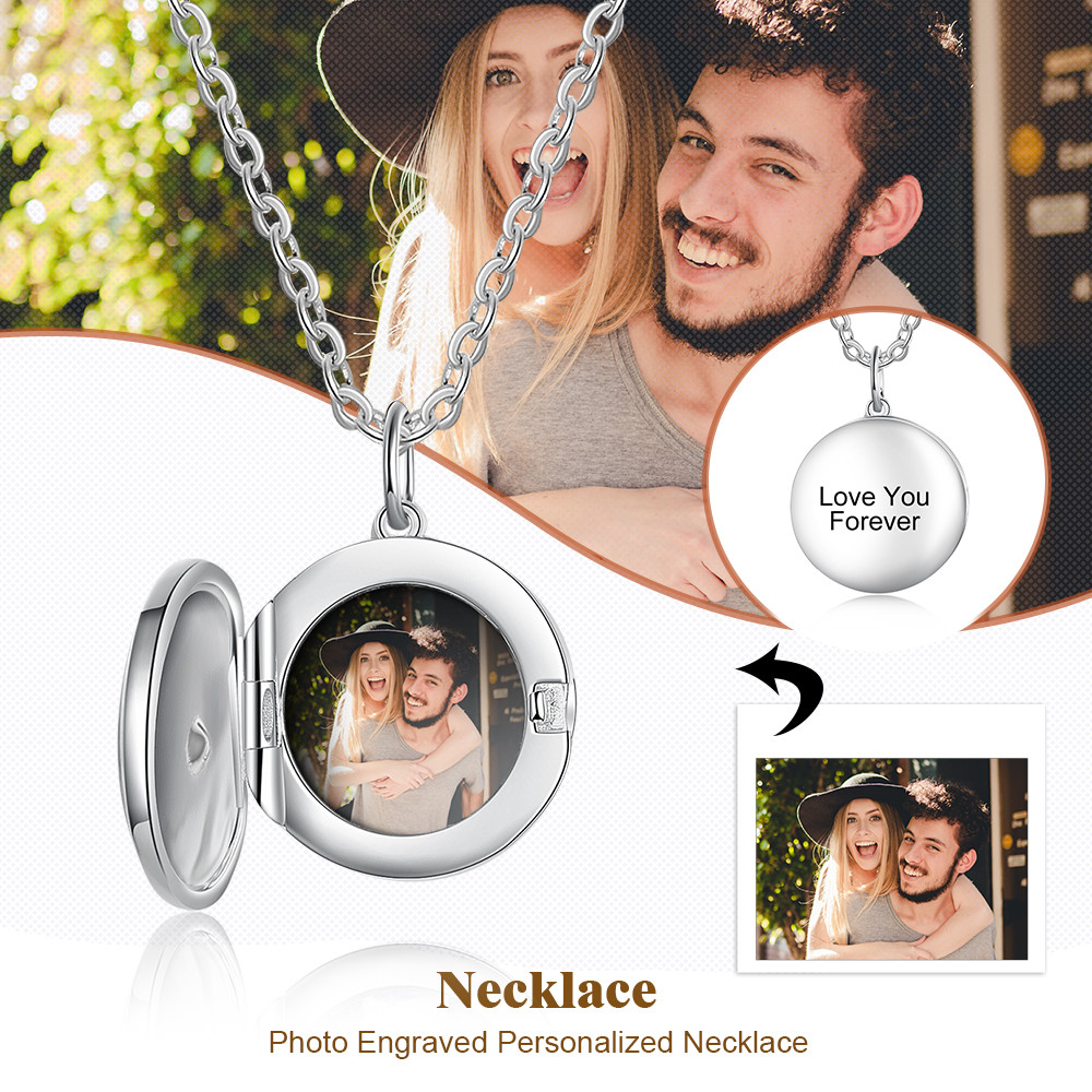 Customized Photo Round Box Pendant Necklace