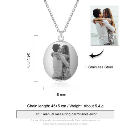 Engraving Stainless Steel Photo Necklace