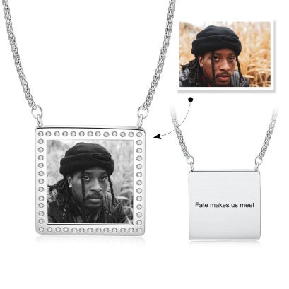 Customized Stainless Square Photo Pendant Necklace