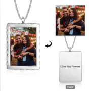 Stainless Steel Personalized Photo Square Shape Pendant Necklace