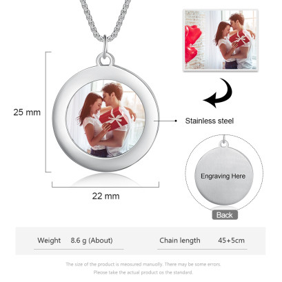 Stainless Steel Round Shape Photo Necklaces