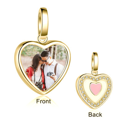 925 Sterling Silver Heart Shape Personalized Photo Pendant Necklace