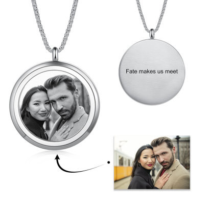 Stainless Steel Round Personalized Photo Pendant Necklace