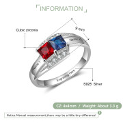 Personalized Birthstone 925 Sterling Silver Family Ring