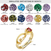 S925 Sterling Silver MOM Rings with Birthstone