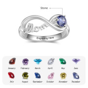 S925 Sterling Silver MOM Rings with Birthstone