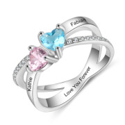 Engraving Names Heart Shape Stone Ring