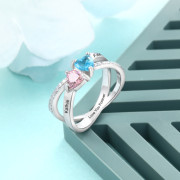 Engraving Names Heart Shape Stone Ring