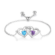 Birthstone & Engraved Rhoidum Plated Bracelet