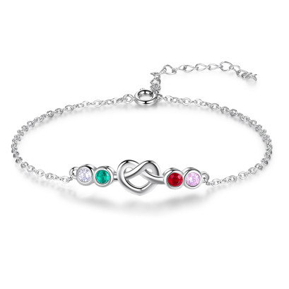 Birthstone Rhodium Plated Bracelet