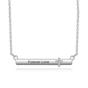 Personalized Rhodium Plated Nameplate Bar Necklace