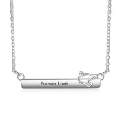 Personalized Rhodium Plated Nameplate Bar Necklace