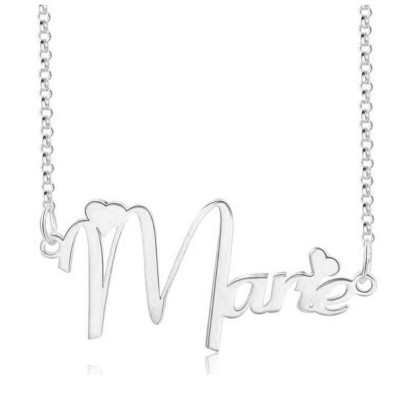 Standard Name Necklace with Box Chain (with 2 Heart)