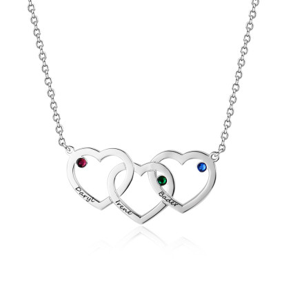 Custom Hearts Necklace with Birthstones