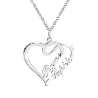 Custom Name Couple Heart Necklace