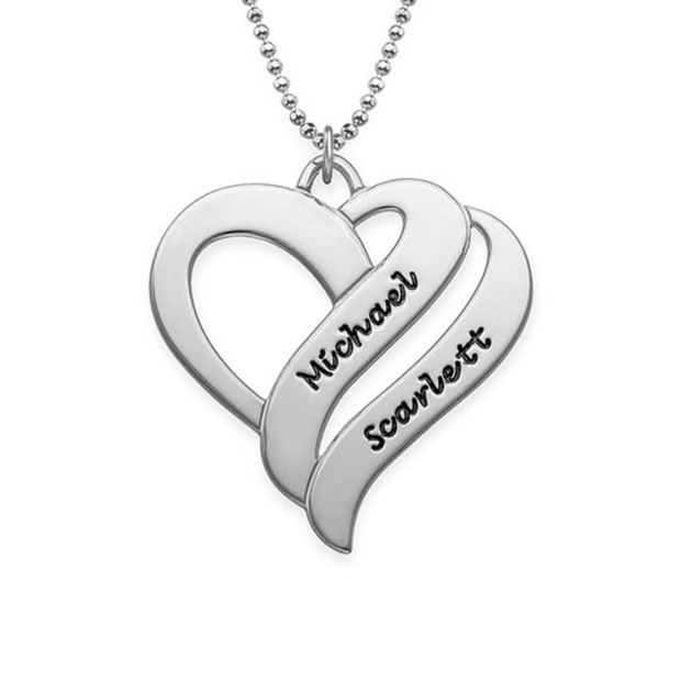 925 Sterling silver Gold Plated Two Hearts Forever One Necklace