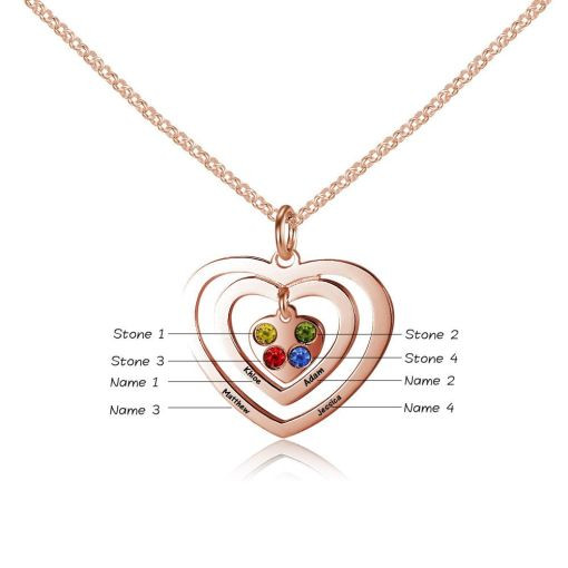 Heart Shaped Birthstone Name Necklace