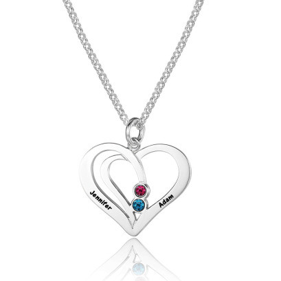 Personalized 925 Sterling Silver Heart-Shaped Necklace