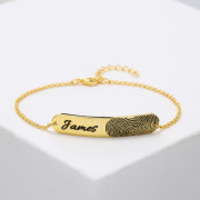 Personalized Fingerprint & Nameplate Bar Bracelet