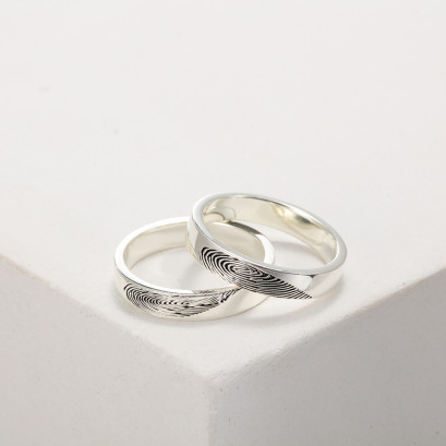 Personalized Fingerprint Ring 1 Pair