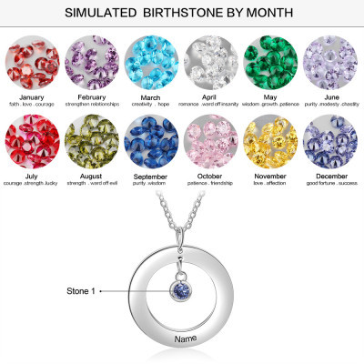 Stainless Steel Birthstone Circle Necklace