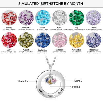 Stainless Steel Birthstone Circle Necklace