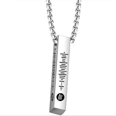 Engraving Stainless Steel Vertical Bar Necklace