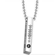 Engraving Stainless Steel Vertical Bar Necklace