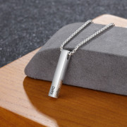 Engraving Stainless Steel Vertical Bar Necklace