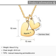 Engraving Stainless Steel Heart Necklace