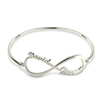 Personalized 925 Sterling Silver Infinity Bangle Bracelet