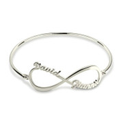 Personalized 925 Sterling Silver Infinity Bangle Bracelet