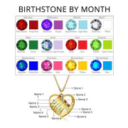 Heart Shape Pendant Necklace with Birthstones