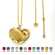 Heart Shape Pendant Necklace with Birthstones