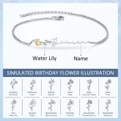 Custom Name Anklet with Birthflower