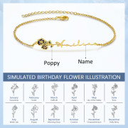 Custom Name Anklet with Birthflower