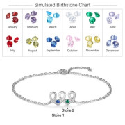 Rhodium Plated Birthstone Heart Shape Anklet