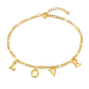 Personalized Rhodium Plated Letter Anklet