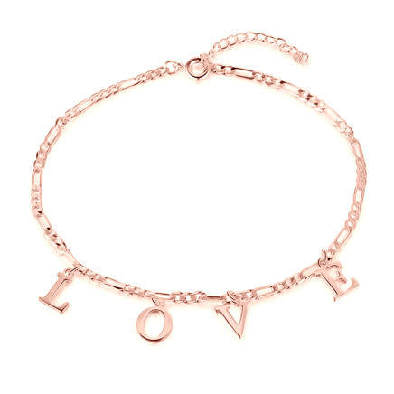 Personalized Rhodium Plated Letter Anklet